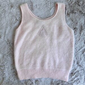 Vintage 1991 Christine Phillipé Pink Coquette Sweater Tank with Pearl Design